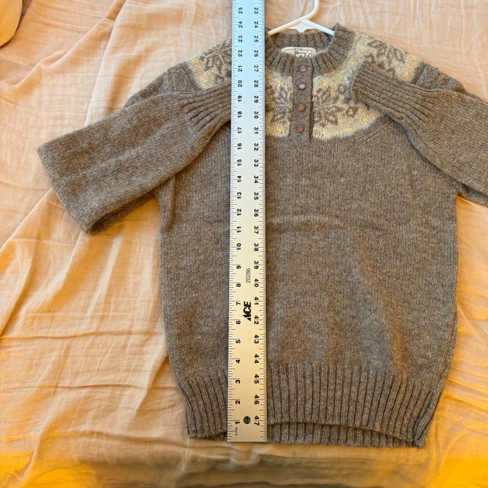 Woolrich Vintage Fair Isle Wool Henley Sweater Brown Snowflake Nordic Womens - Picture 5 of 6